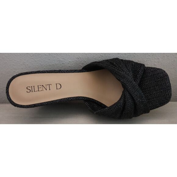 Silent D Women's Sz 39 US 8-8.5 Black Synthetic Raffia Katia Wedge Sandals - Picture 8 of 10